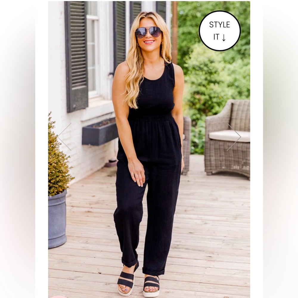 Pink Lily Seeing You Again Black Gauze Jumpsuit -  Medium. Never worn.